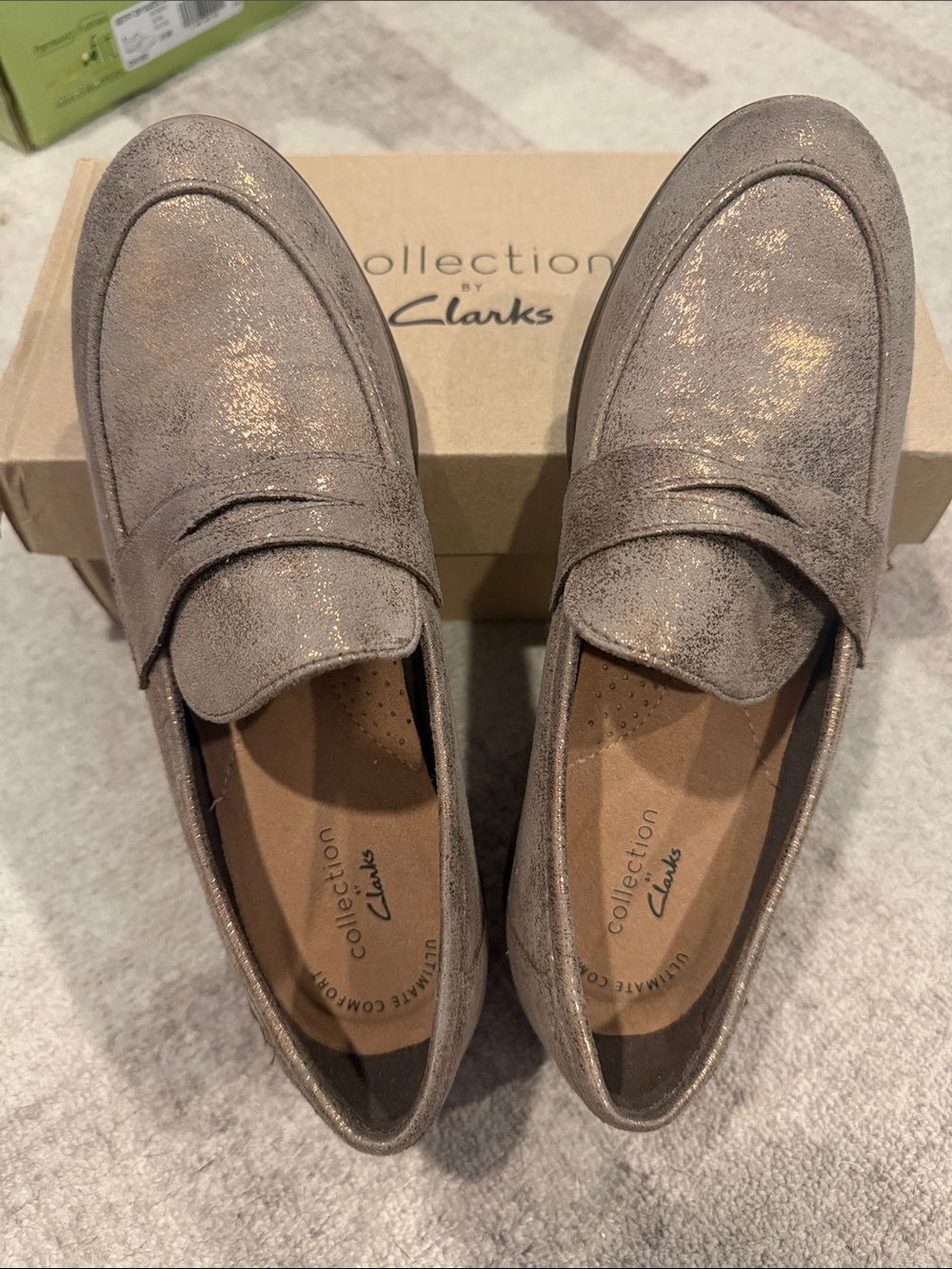 Clarks Women's Metallic Taupe Penny Loafers